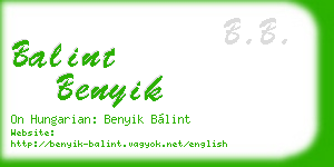 balint benyik business card